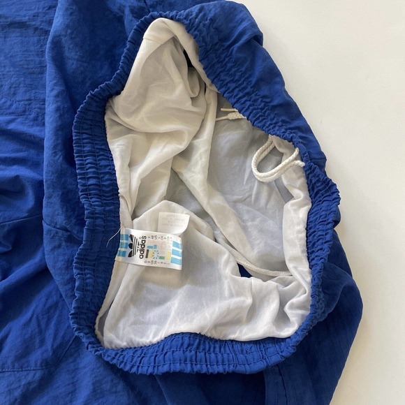 Vintage Adidas Swim Trunks Y2K Trefoil Logo Lined Board Shorts Blue 3 Stripe 90s - Picture 9 of 11